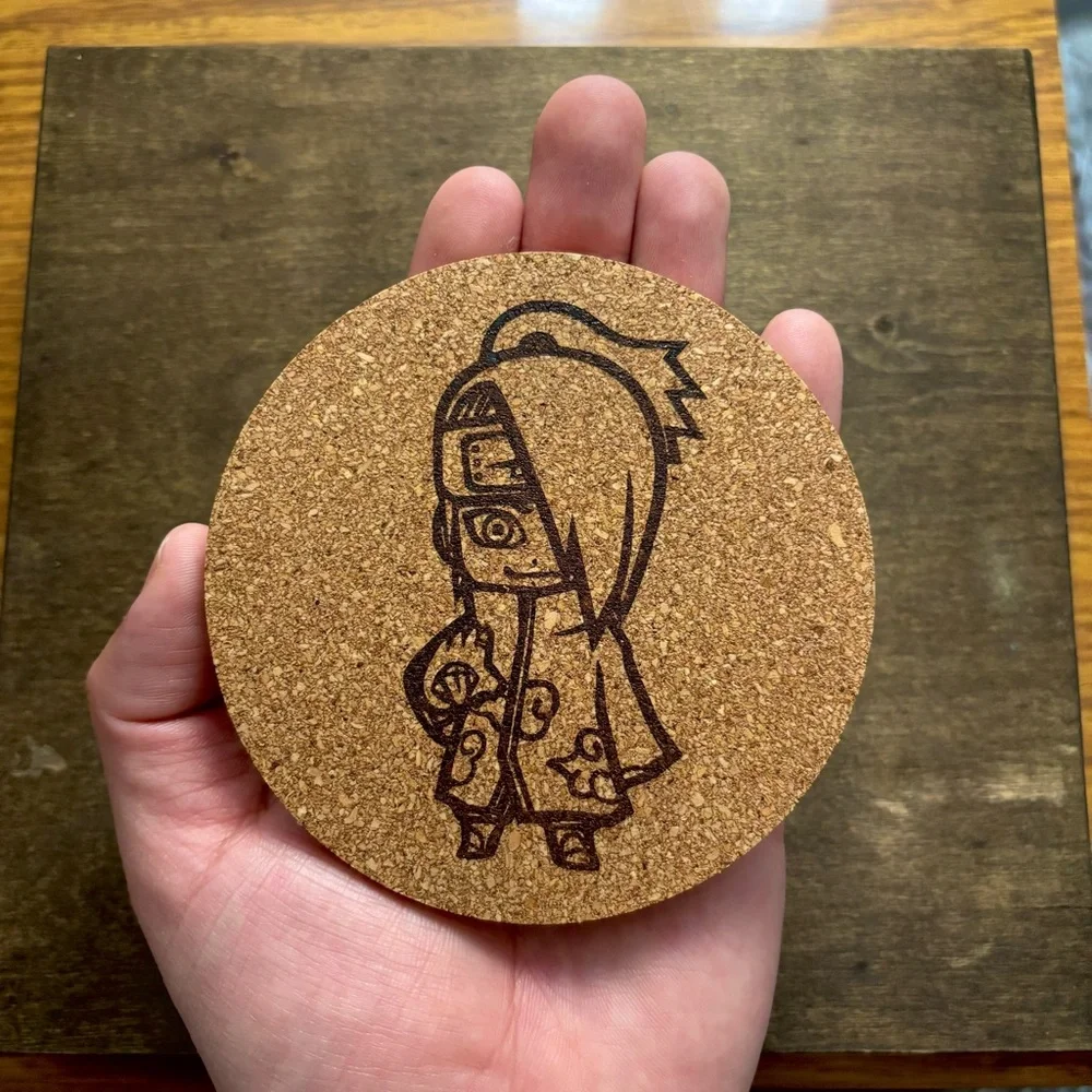 Naruto Akatsuki Deidara Chibi Style Laser Engraved Cork Coaster